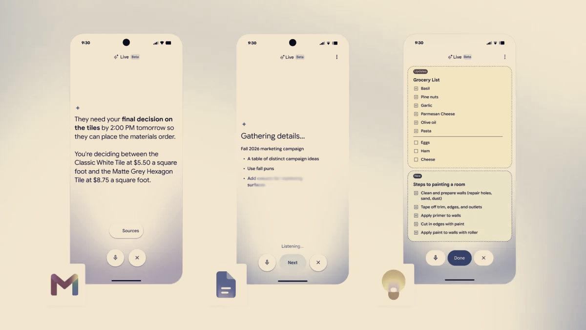 Google Lets Users Search and Draft by Voice in Gmail, Docs and Keep