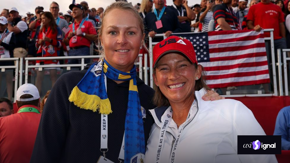 A head and shoulders photo of Anna Nordqvist and Angela Stanford at the Solheim Cup